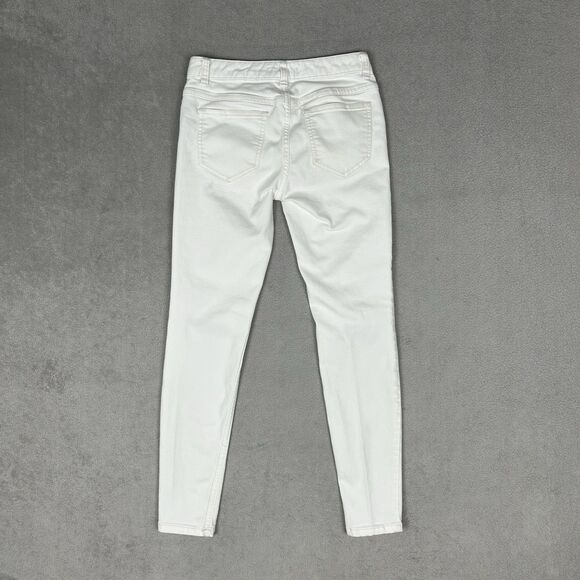 Free People Womens 26 White Mid Rise Ankle Skinny Stretch Distressed Denim Jeans - Picture 2 of 10